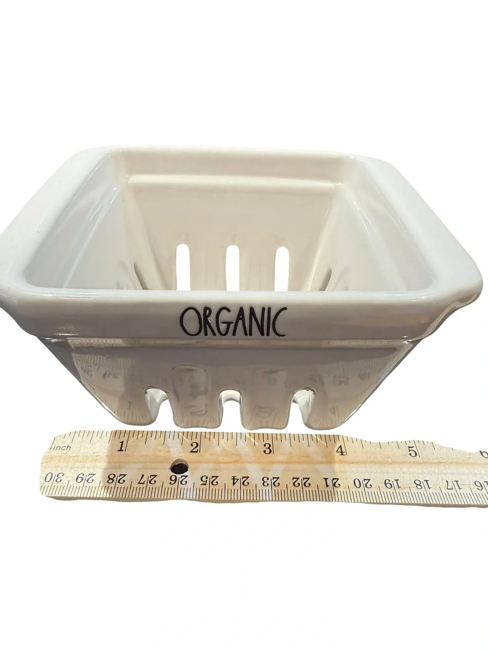 Rae Dunn Ceramic “Organic” Strawberry Berry Bowl Colander Strainer